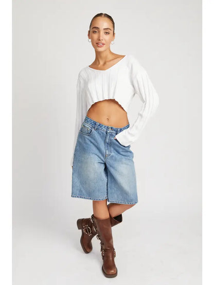 Classic Denim Bermuda Shorts